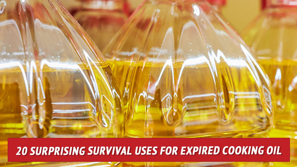 The top halves of cooking oil bottles lined up in a row.