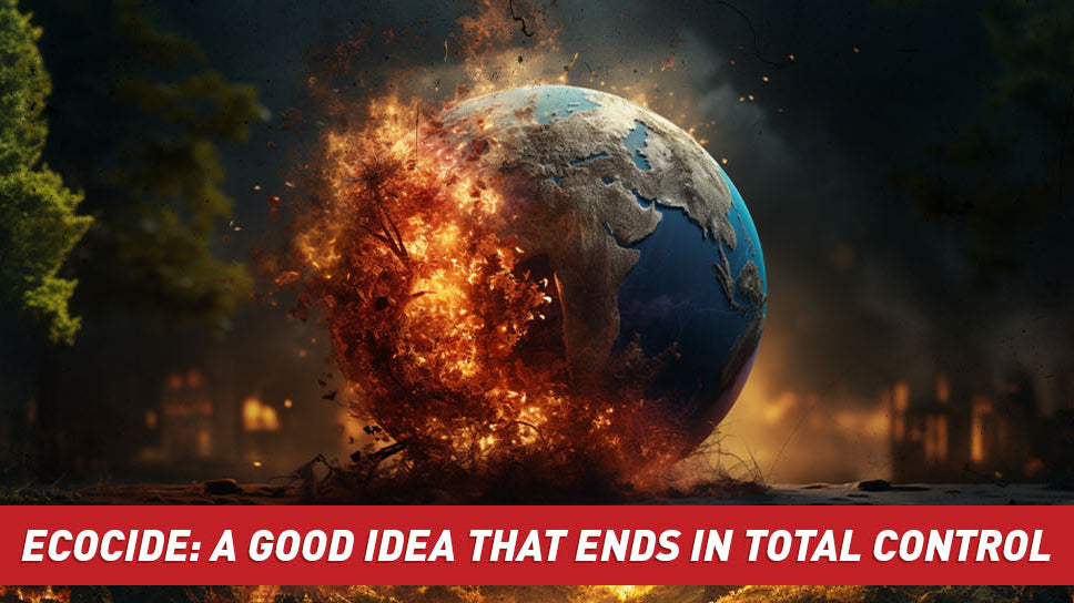 A photorealistic view of the Earth, half of it on fire.