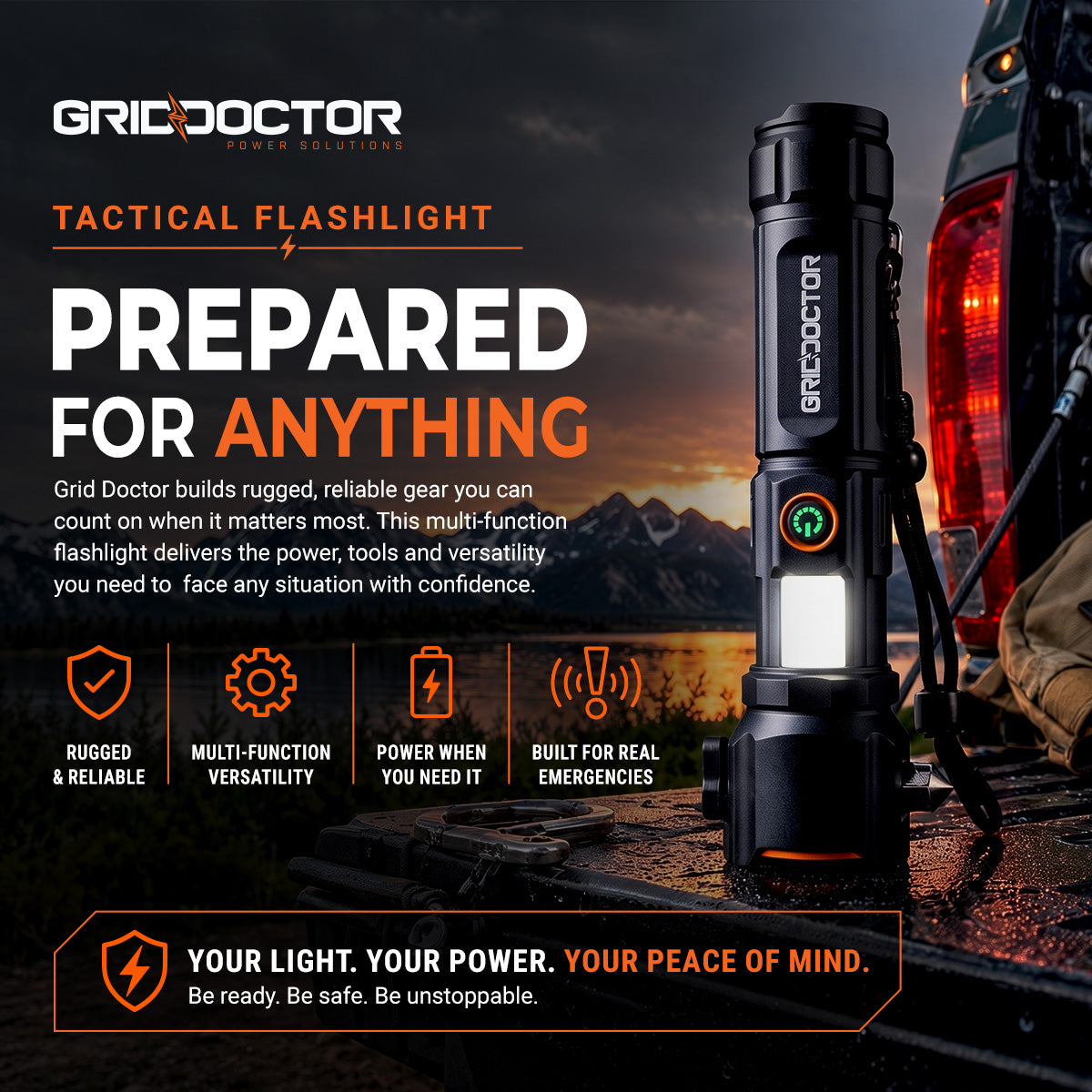 Tactical Flashlight by Grid Doctor — built for emergencies and everyday carry