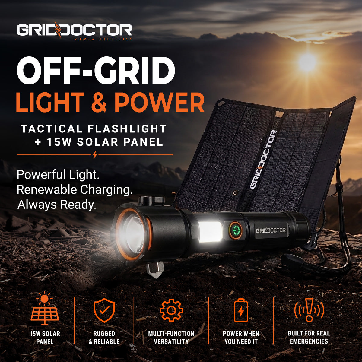 Grid Doctor Survival 1K-LM Tactical Flashlight"