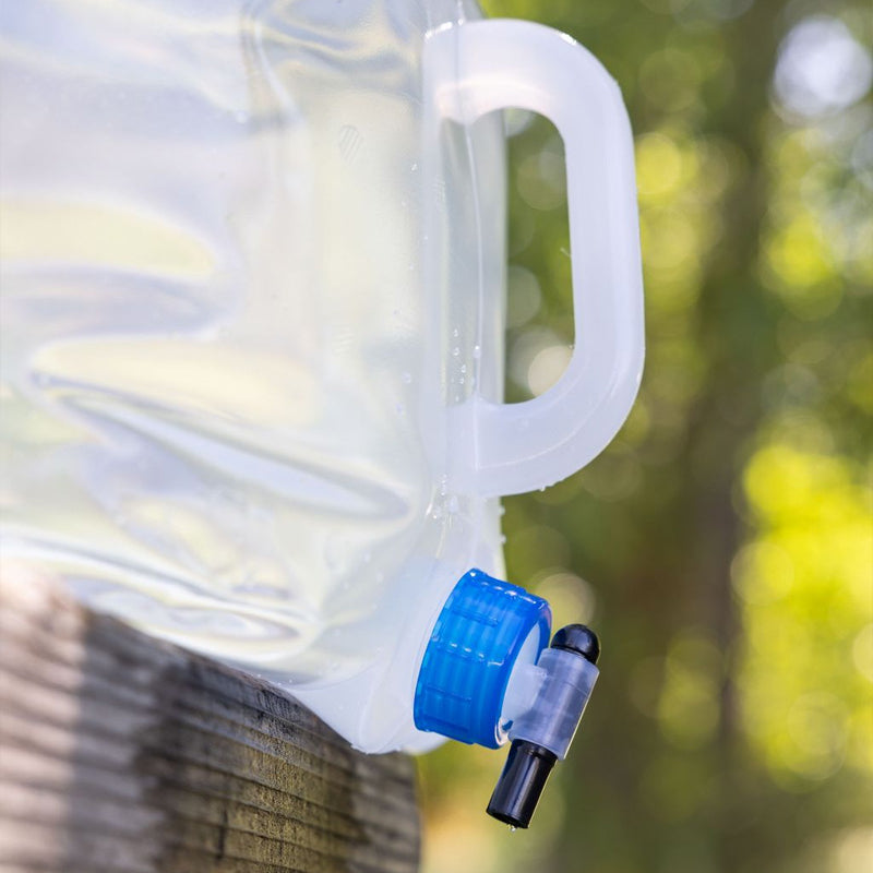 close up of water container spigot