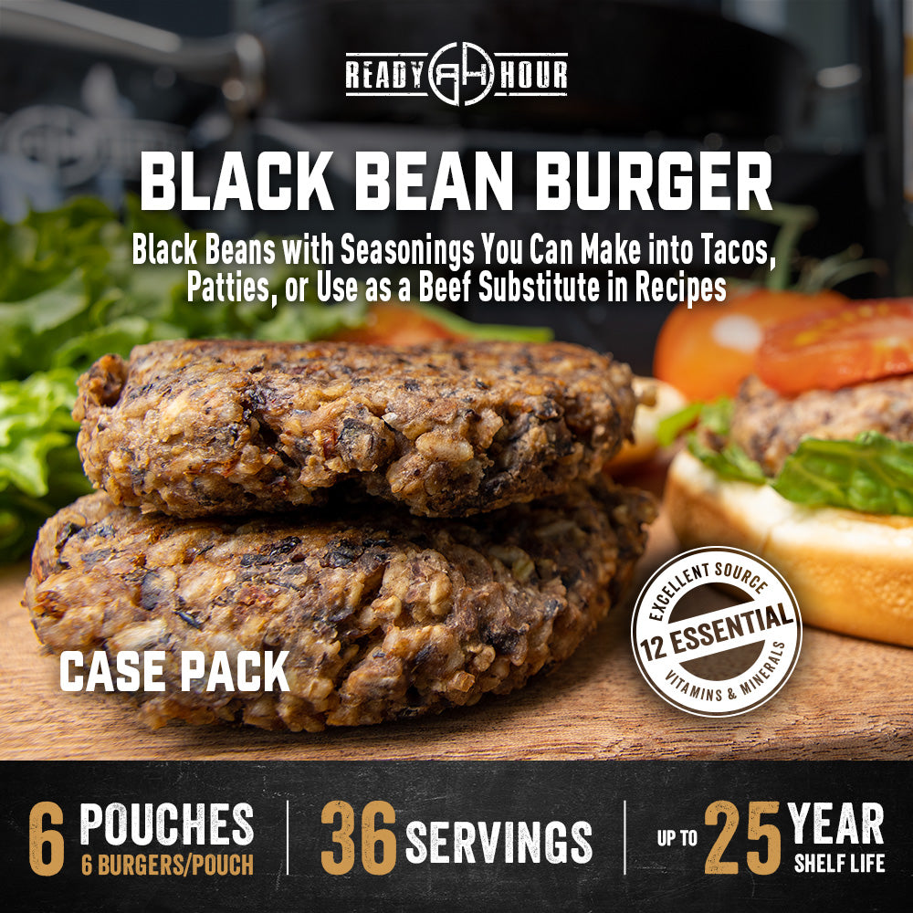 Black bean burgers on a cutting board