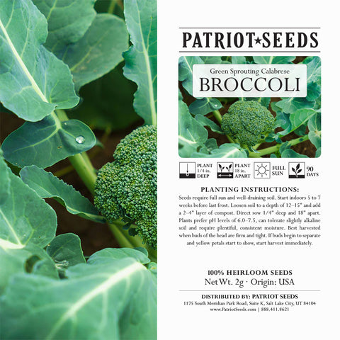Image of Heirloom Green Sprouting Calabrese Broccoli Seeds (2g) by Patriot Seeds