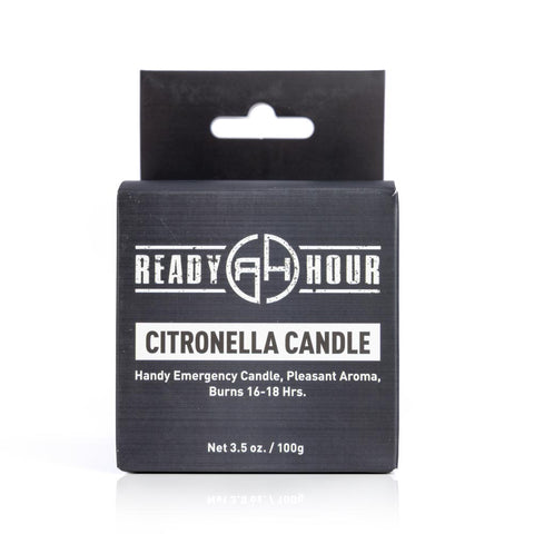 Image of front view of citronella candle by ready hour packaging 