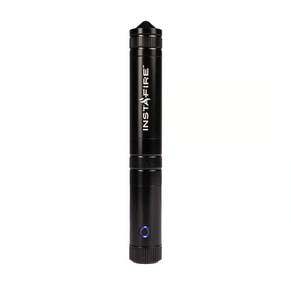 Black handheld device with 'InstaFire' branding on a white background