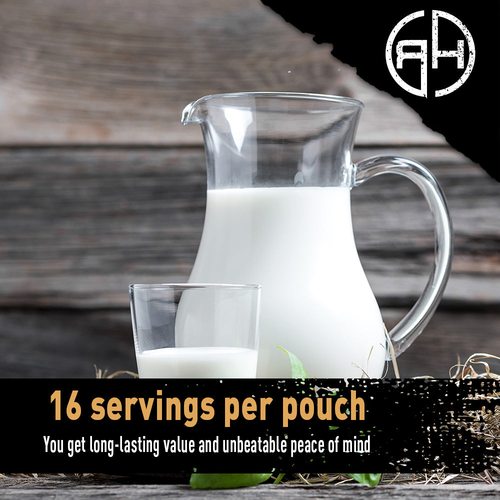 Glass pitcher and glass filled with white milk
