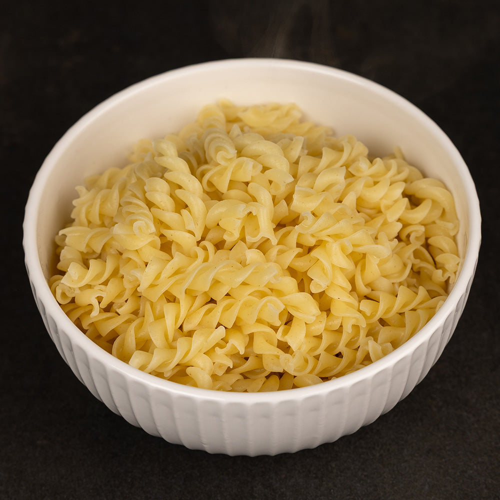 Instant Rotini Pasta in a bowl.