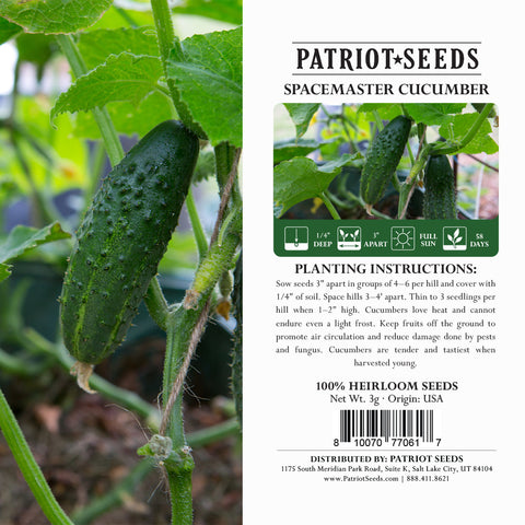 spacemaster cucumber seeds package label