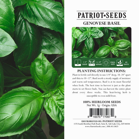 Image of genovese basil heirloom seeds product packaging