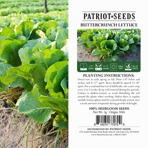 Image of buttercrunch lettuce heirloom seeds product label
