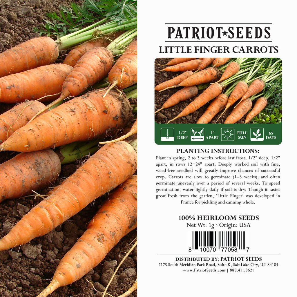 little finger carrots seeds package label