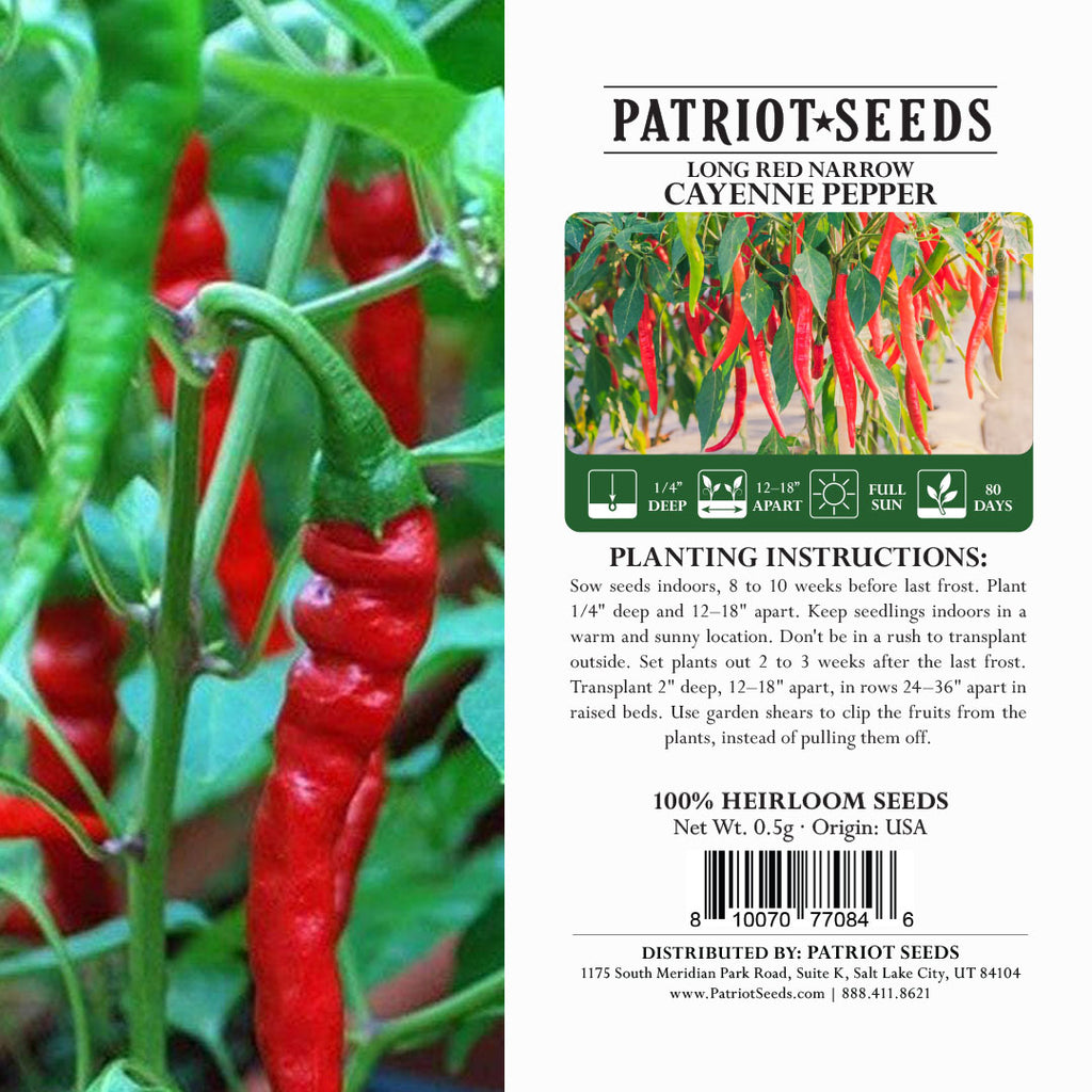 heirloom long red narrow cayenne pepper package label