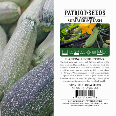 Image of Patriot Seed Grey Zucchini Summer Squash Label