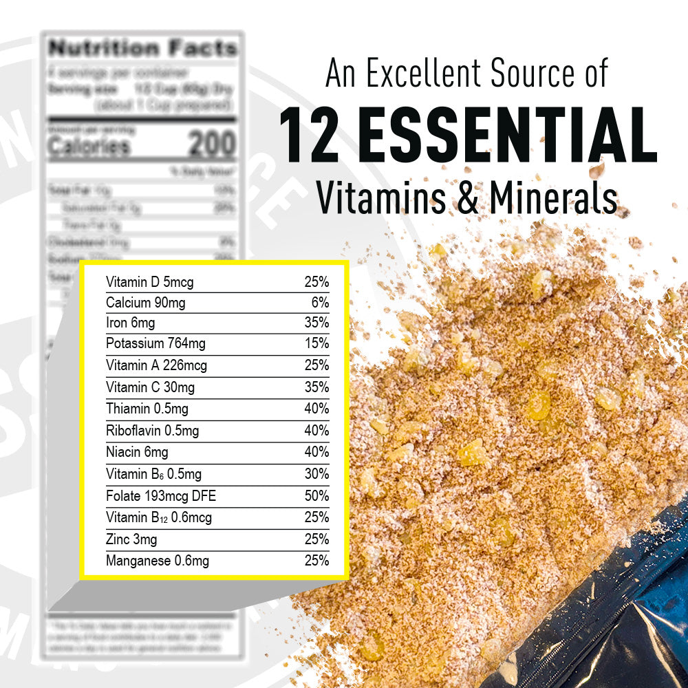 Nutritional label with vitamins and minerals
