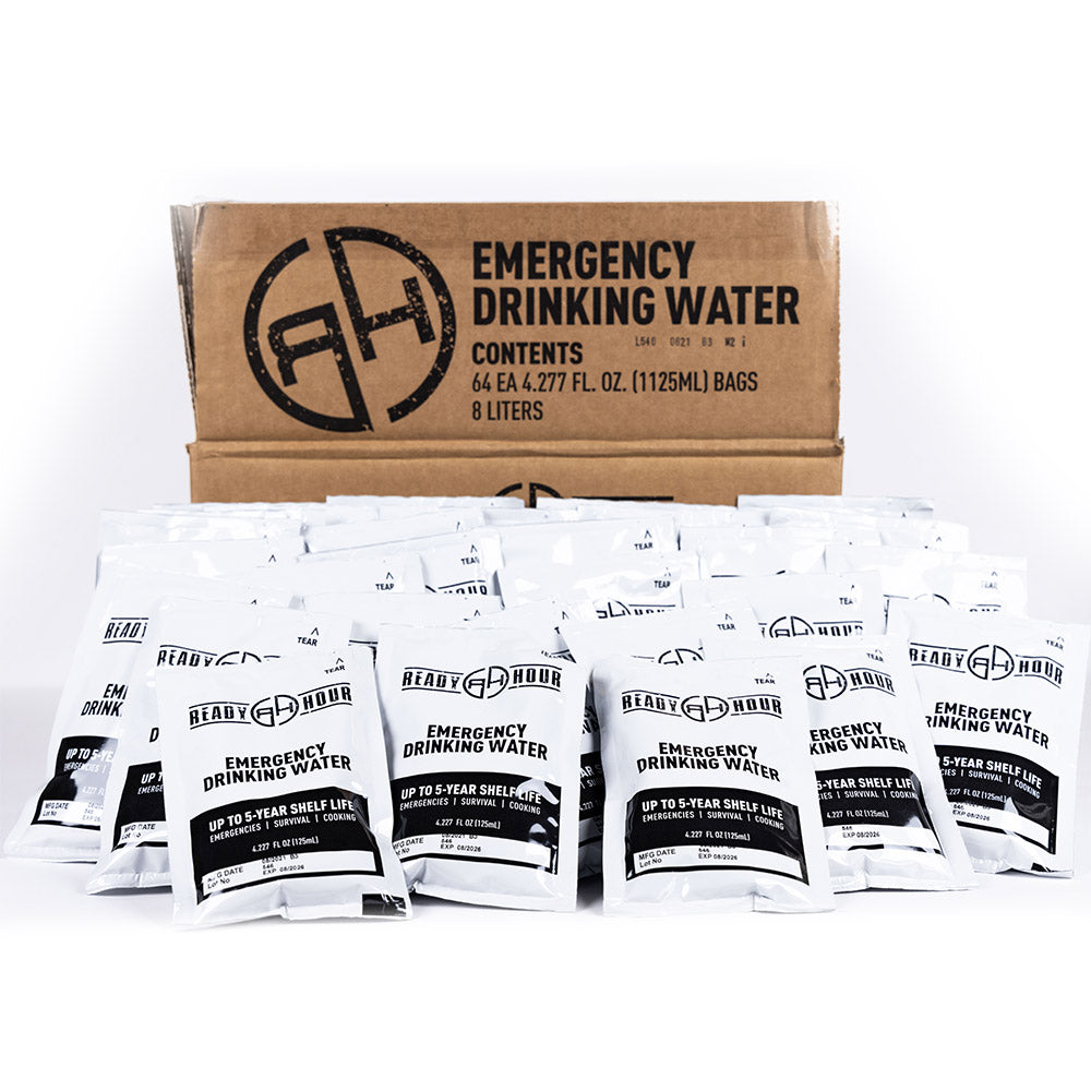 Emergency Water Pouch Case by Ready Hour (64 pouches)