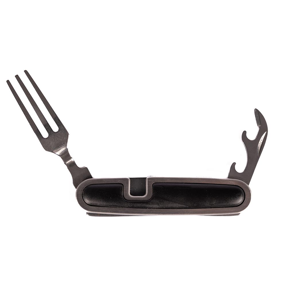 Fork and bottle opener attachments for cutlery tool.