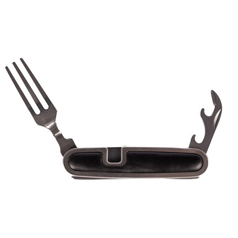 Image of Fork and bottle opener attachments for cutlery tool. 