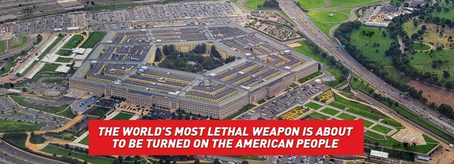 An aerial shot of the Pentagon building in the United States.