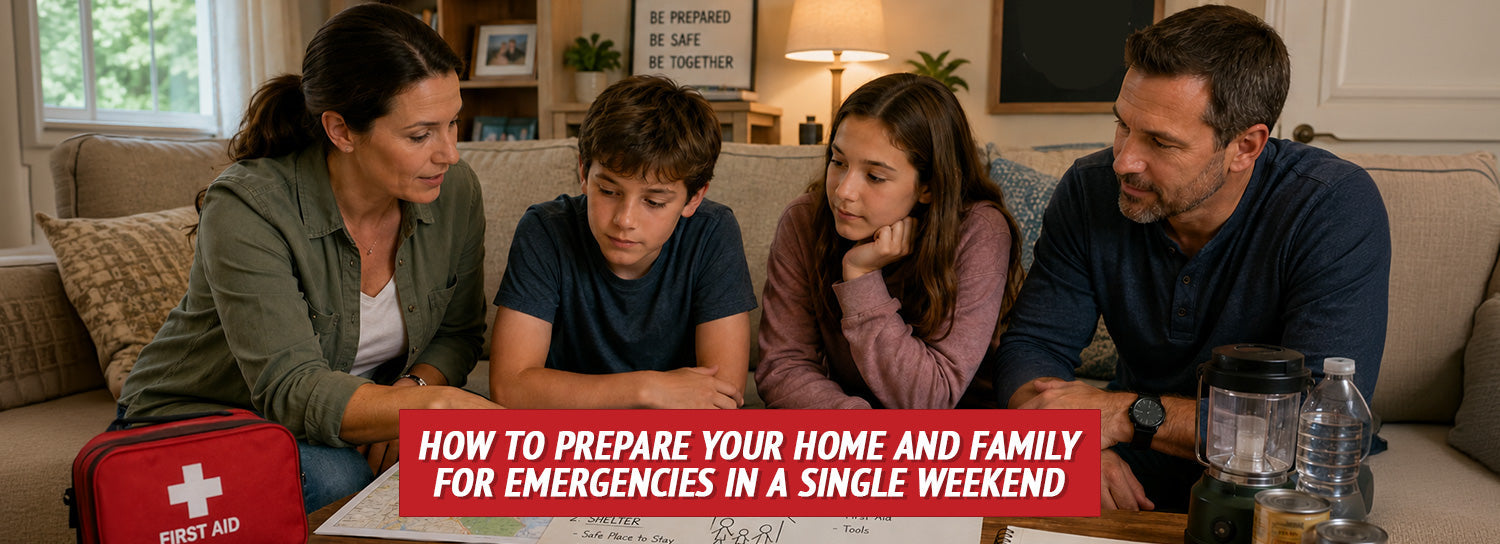 Family discussing emergency plan