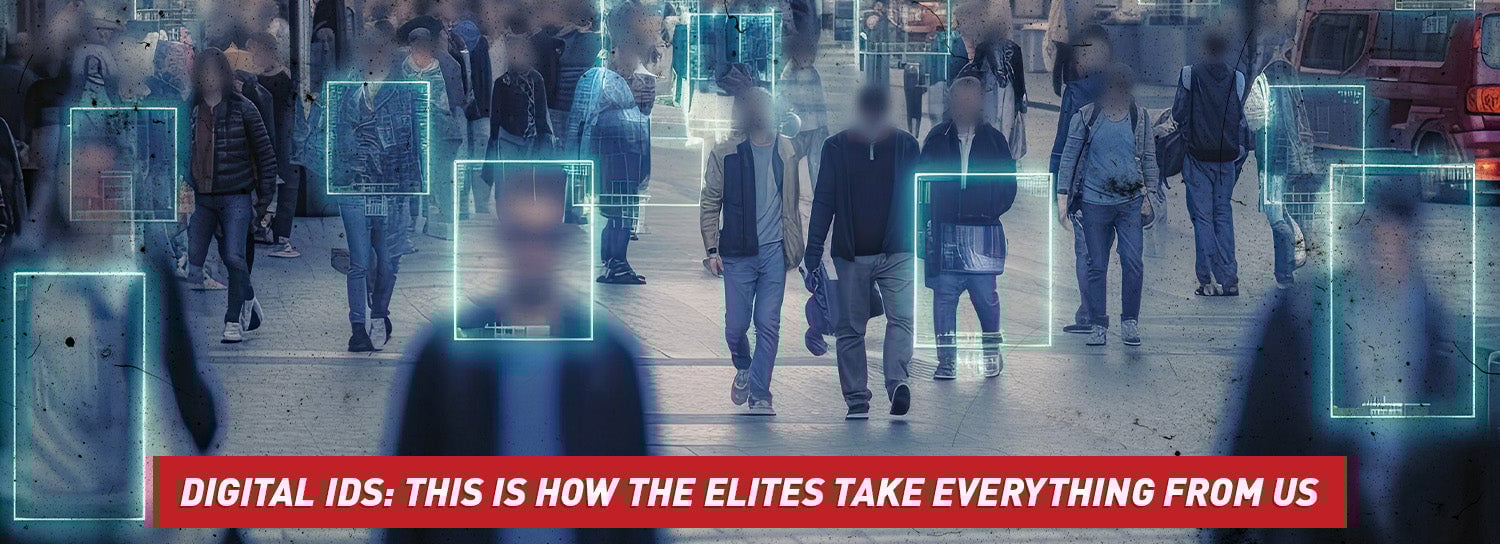 Facial recognition system identifying people on city street.