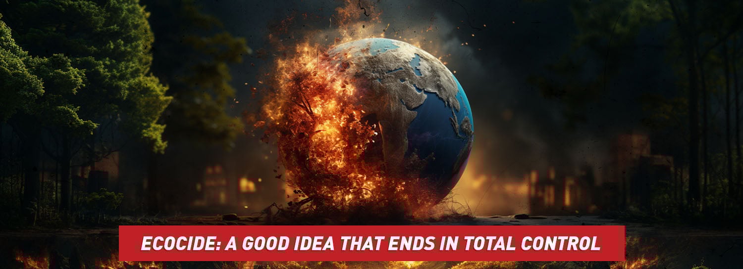A photorealistic view of the Earth, half of it on fire.