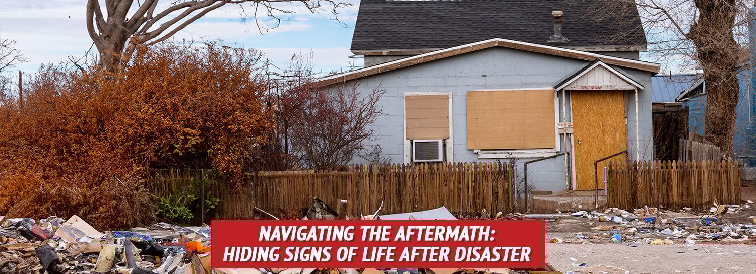 A small house with boarded-up doors and windows, appearing to have no signs of life.