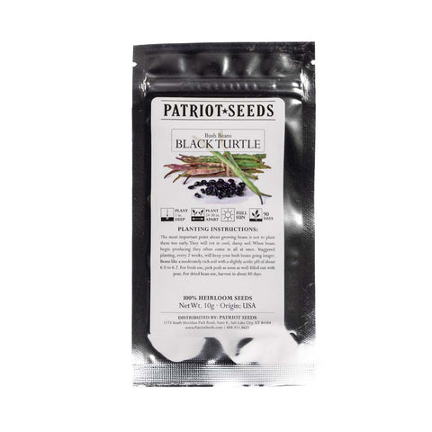Heirloom Black Turtle Bush Beans Seeds (10g) by Patriot Seeds