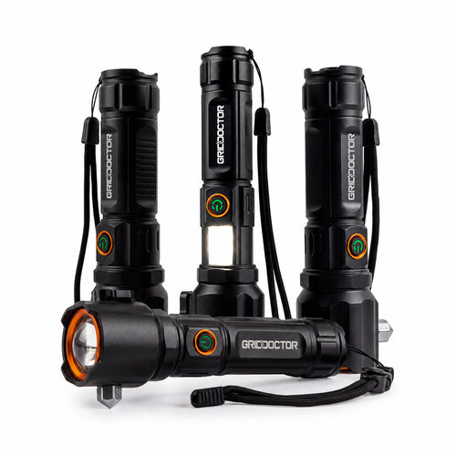 Tactical Flashlight by Grid Doctor shown in a 4-pack