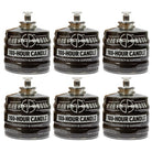A set of six black emergency candles with white labeling that reads '100-Hour Candle'