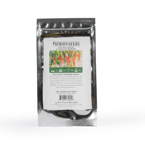 Image of heirloom long red narrow cayenne pepper in pouch