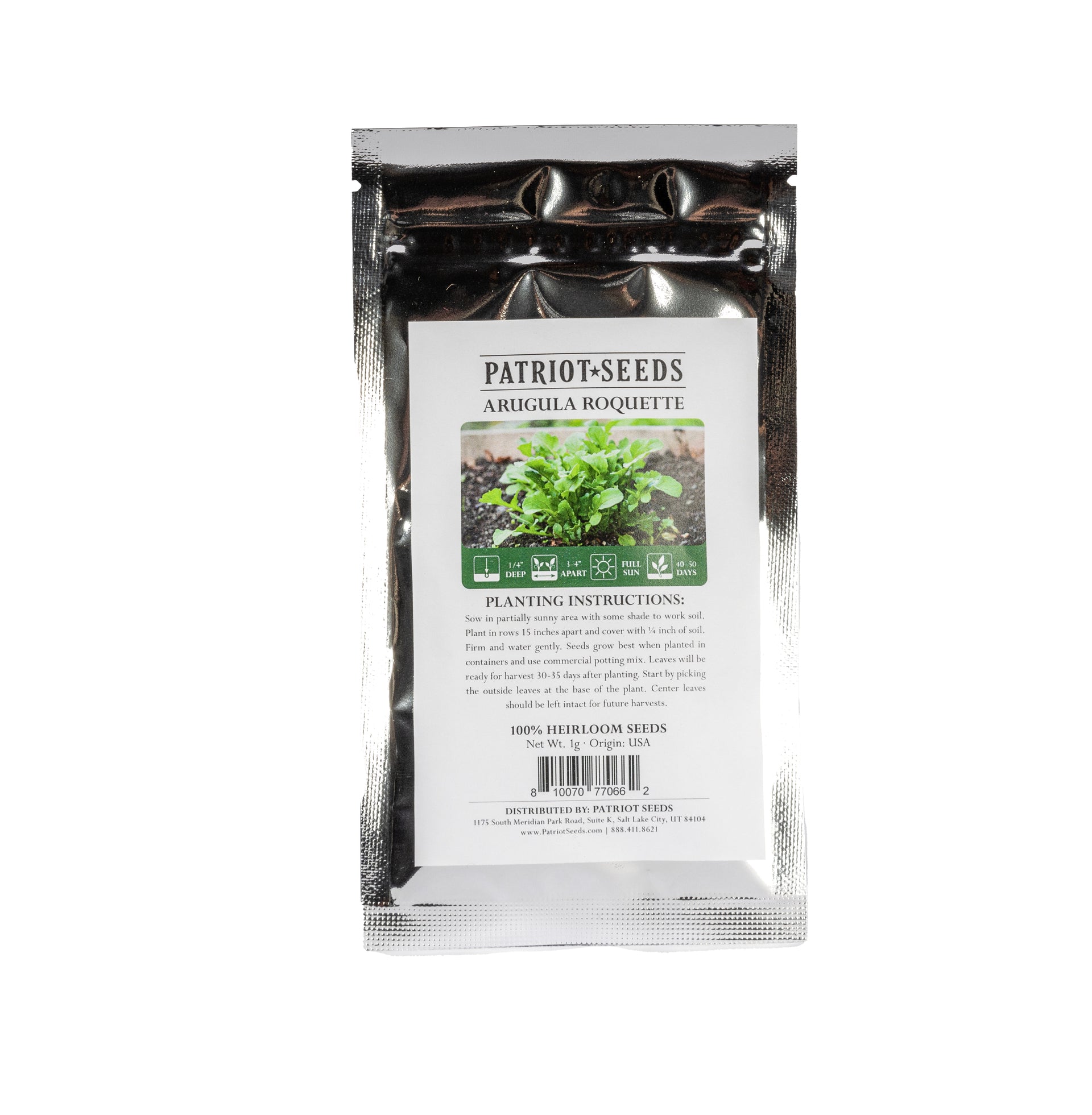 heirloom arugula roquette seed pouch