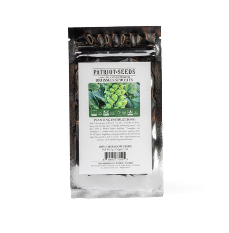 Image of heirloom long island improved brussels sprouts seed pouch