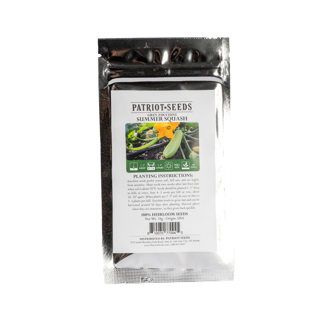 heirloom grey zucchini summer squash seed pouch