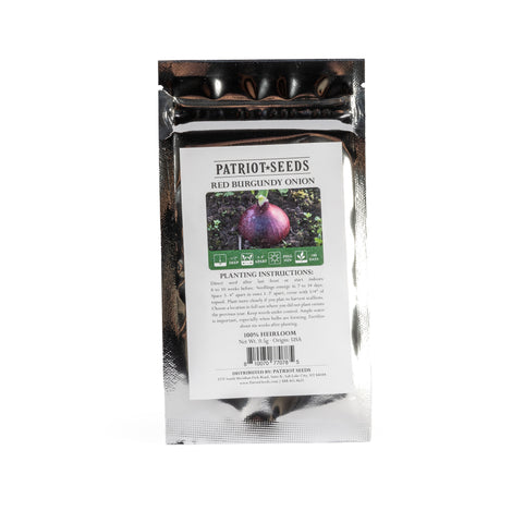 Image of heirloom red burgundy onion seed packet