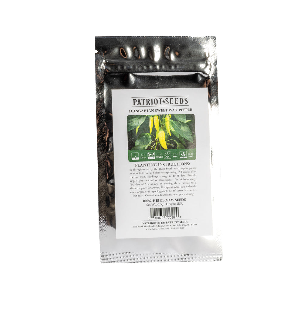 heirloom hungarian sweet wax pepper seed pouch