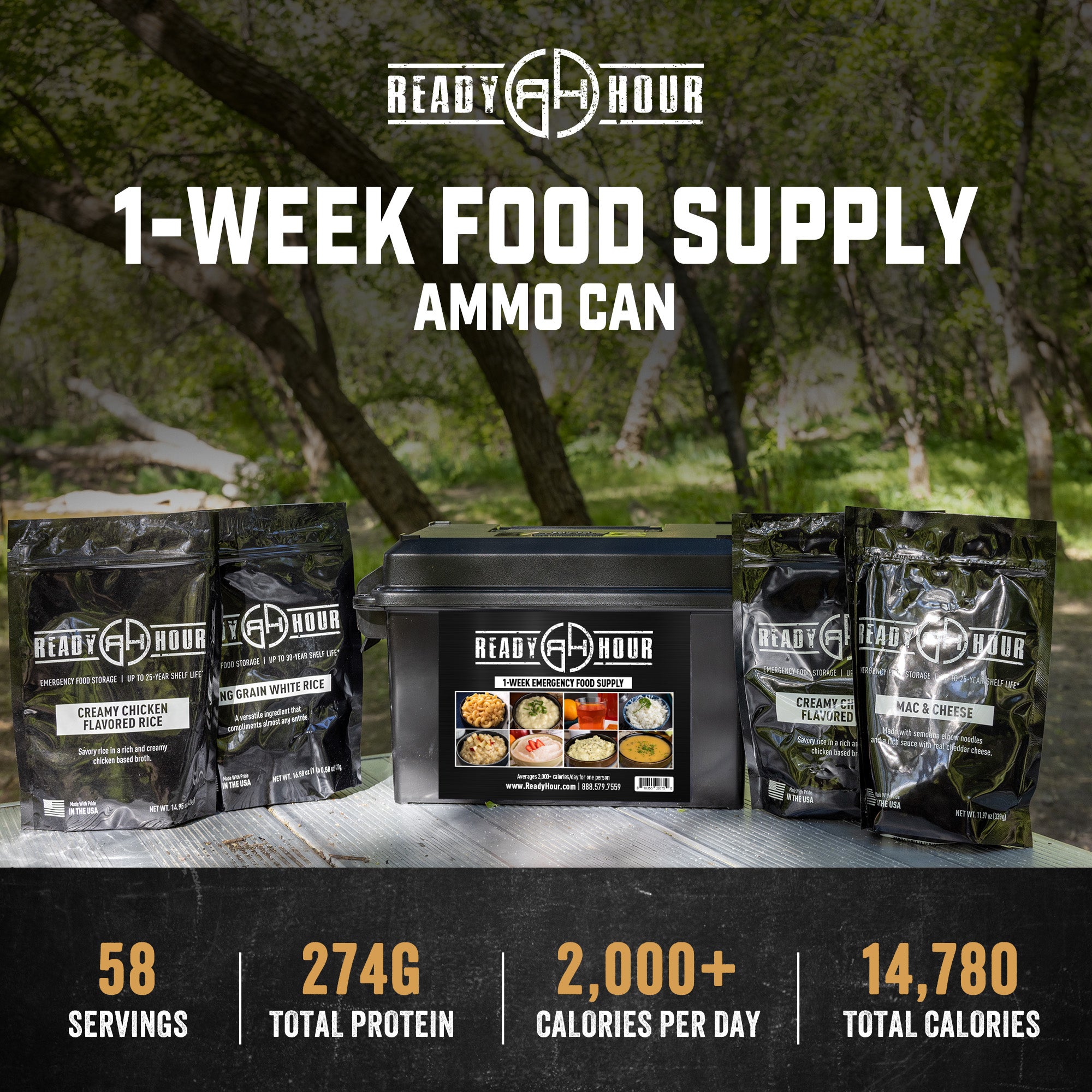 1-Week Food Supply Ammo Can (2,000+ calories/day)