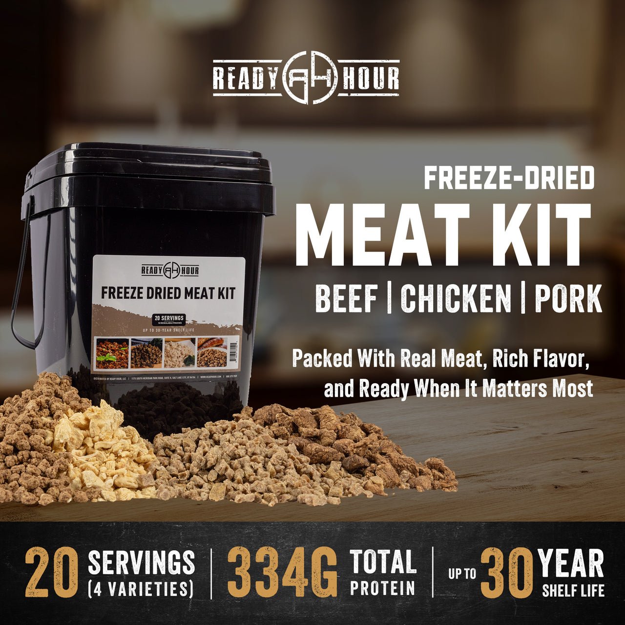 Ready Hour Freeze Dried Meat Kit (20 servings, 10 pouches)