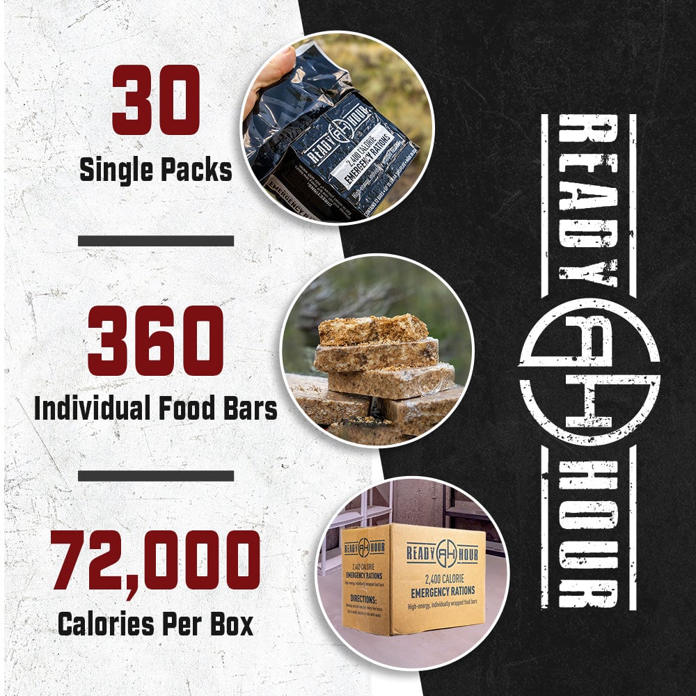 72,000 Calories Total Emergency Ration Bars by Ready Hour (30 packs, 30 day supply)