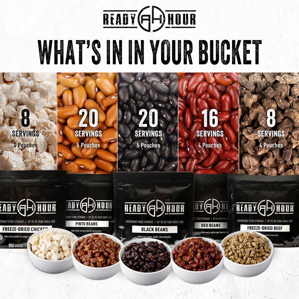 3-Month Emergency Food Supply + Free MEGA Protein Kit w/ Real Meat