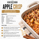 Ready Hour Apple Crisp recipe graphic featuring Freeze-Dried Apple Slices and preparation instructions