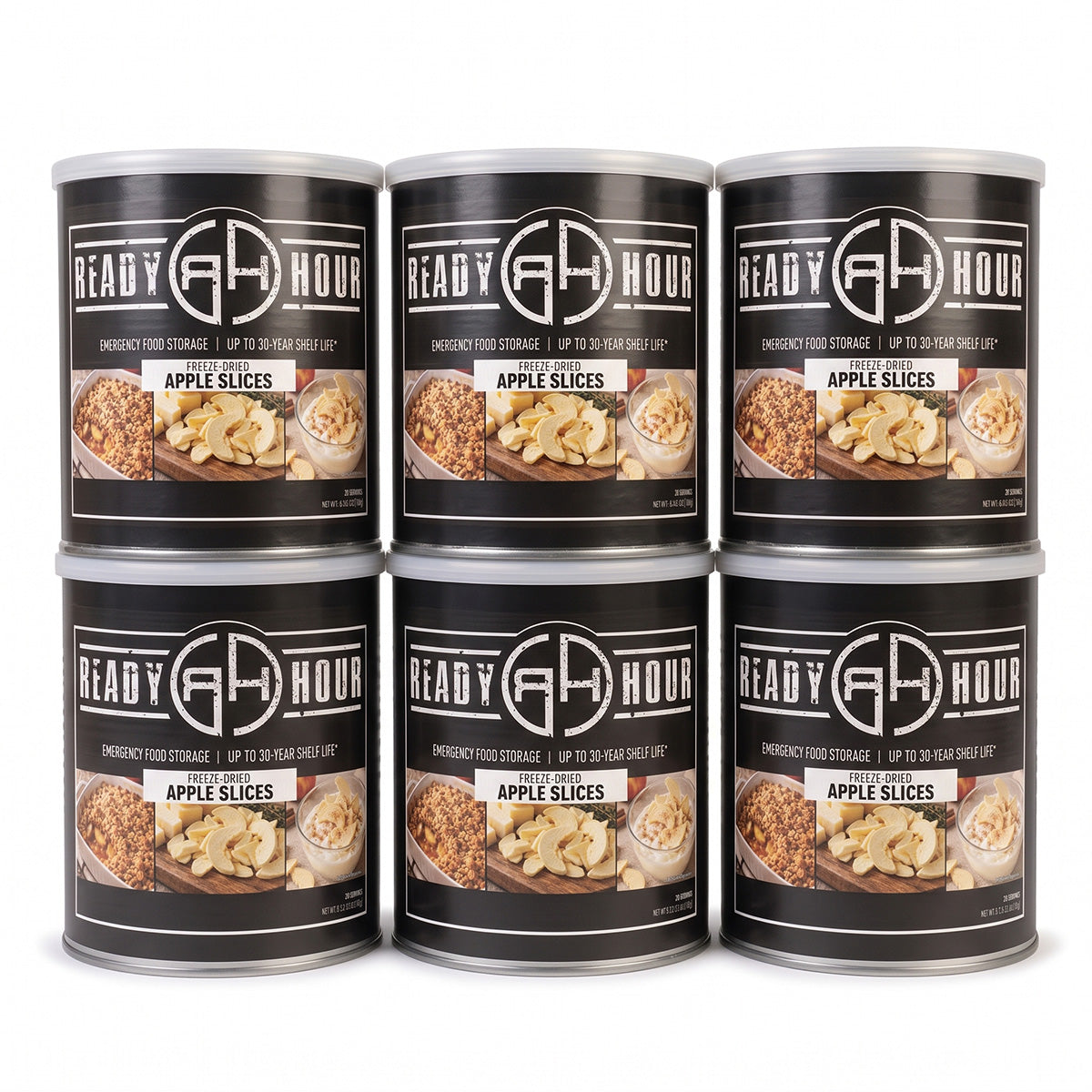 Ready Hour Freeze-Dried Apple Slices #10 can with apple slices pictured on the product label 3-pack