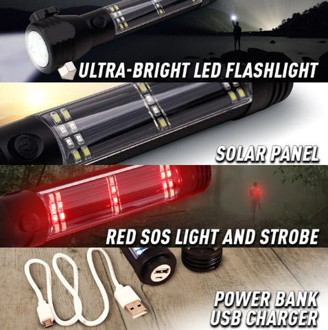 Image of 9-in-1 LED Solar Rechargeable Flashlight AND PowerBank (Thank You Offer)