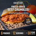 Beef crumbles cooked in a sandwich