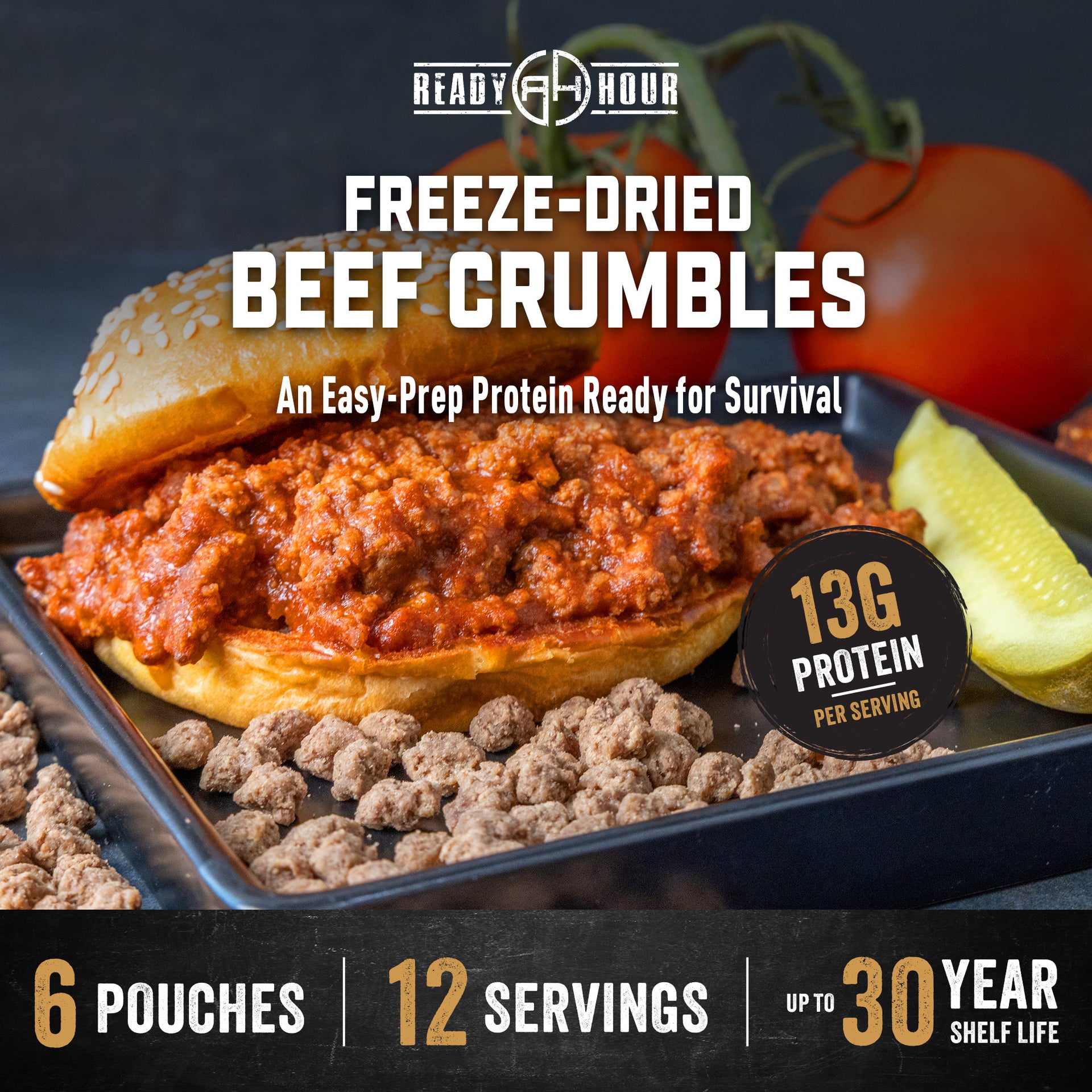Beef crumbles cooked in a sandwich