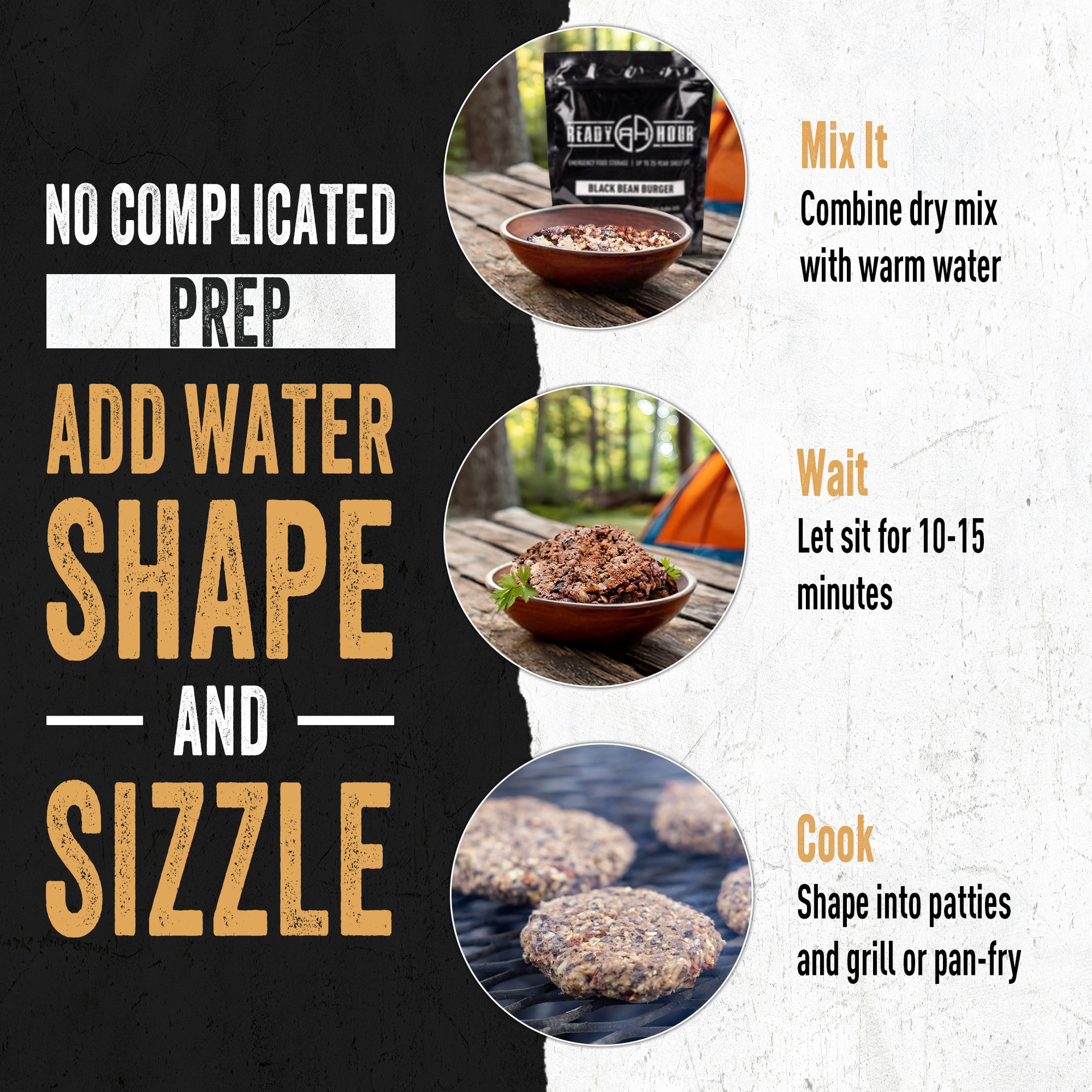 Instructions for preparing bean burgers