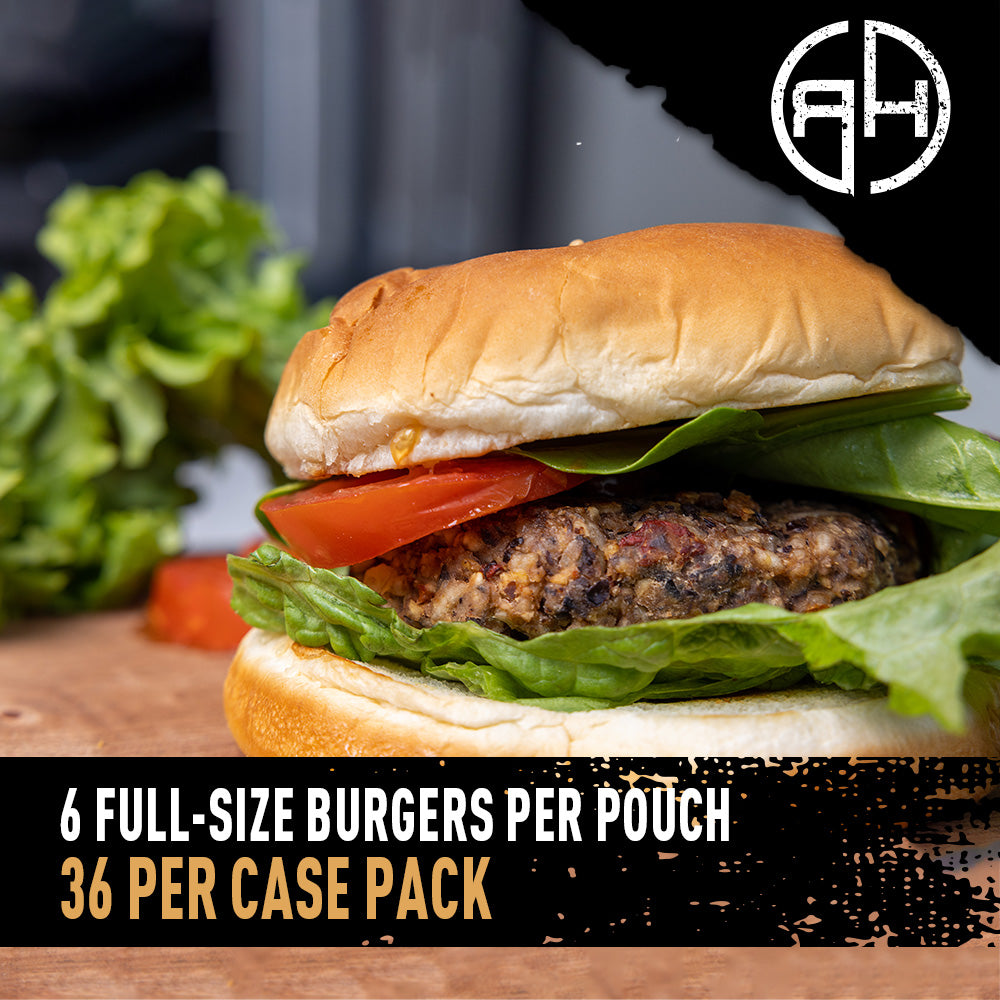 Bean burger with lettuce and tomato on a bun