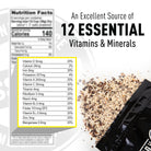 Nutrition label with 12 essential vitamins & minerals