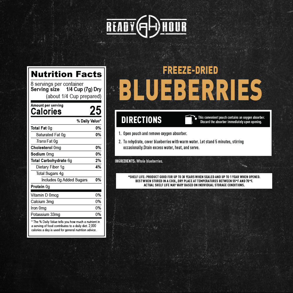 Nutrition facts for freeze-dried blueberries