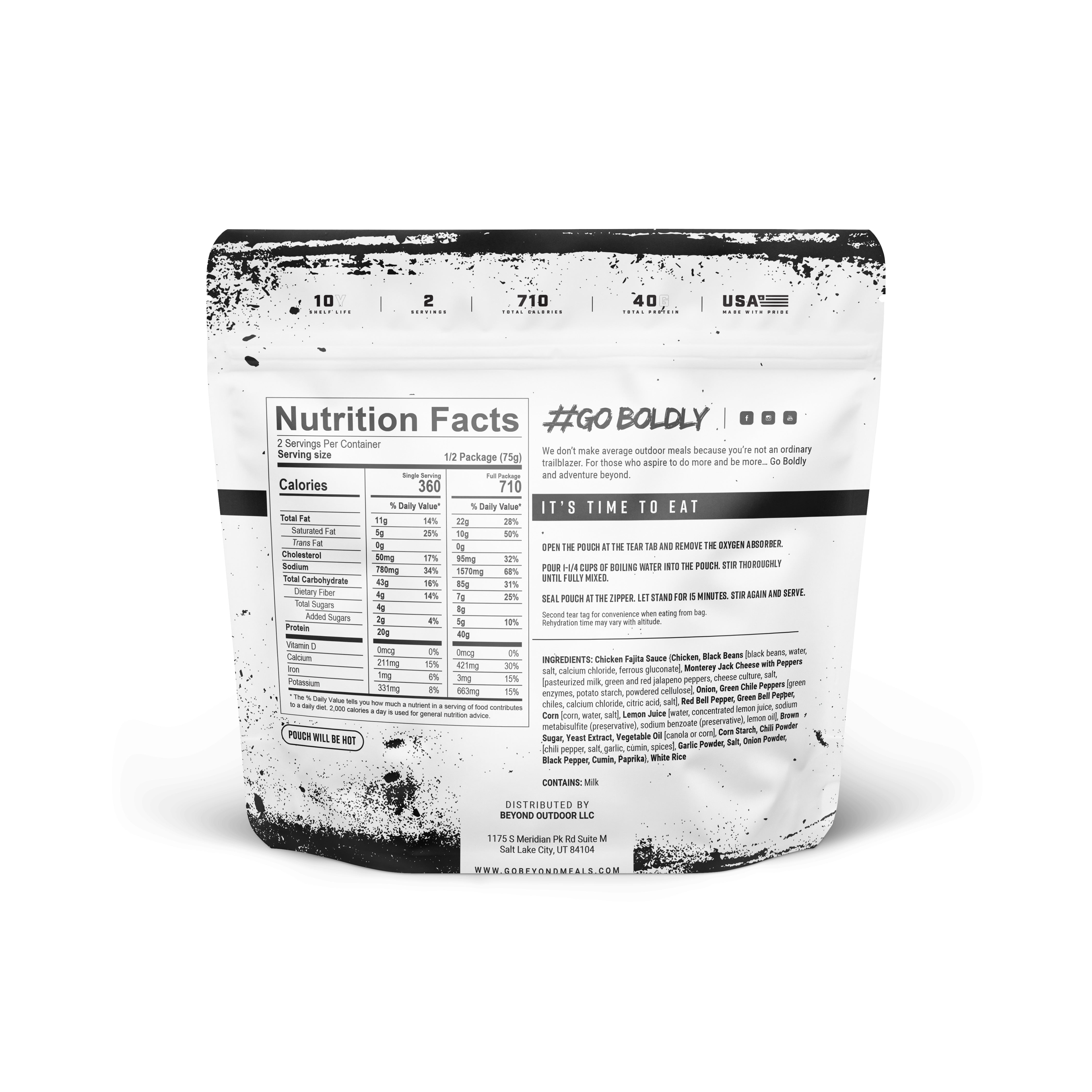 Chicken Fajita Pouch by Beyond Outdoor Meals (710 calories, 2 servings)