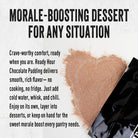 Chocolate pudding mix with text benefits